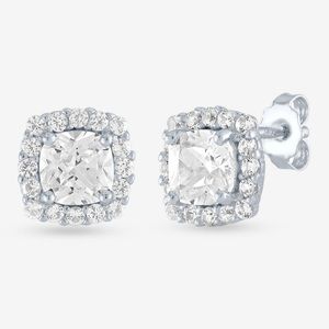 Stunning sterling silver earrings with white sapphire.
